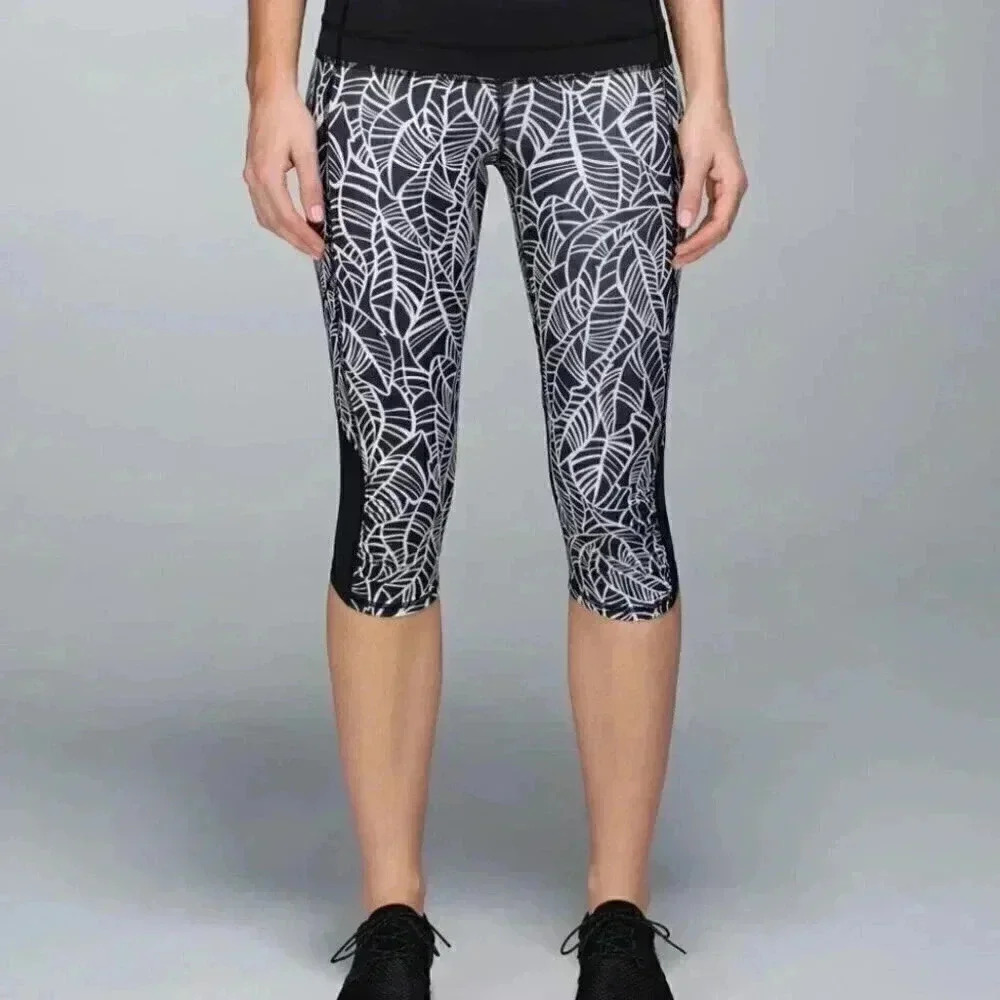 Lululemon pretty palm angel wing crop athletic yoga casual trendy legging pant 4